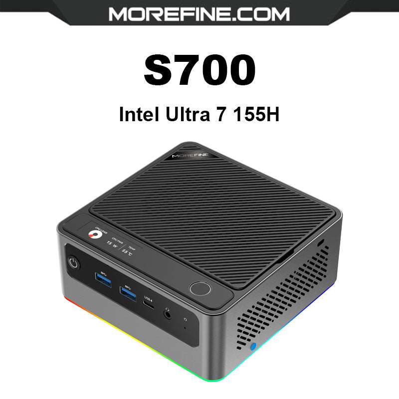 S700 Intel Ultra 7 155H Mini PC with Fingerprint Unlocking and Colorful RGB Light